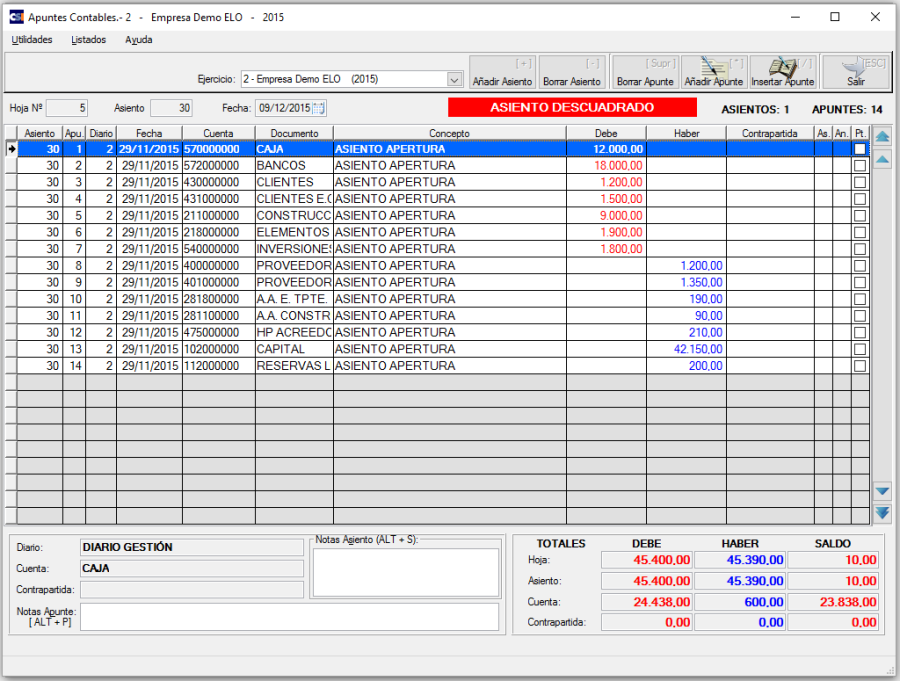 Recording and reviewing entries in CSI software
