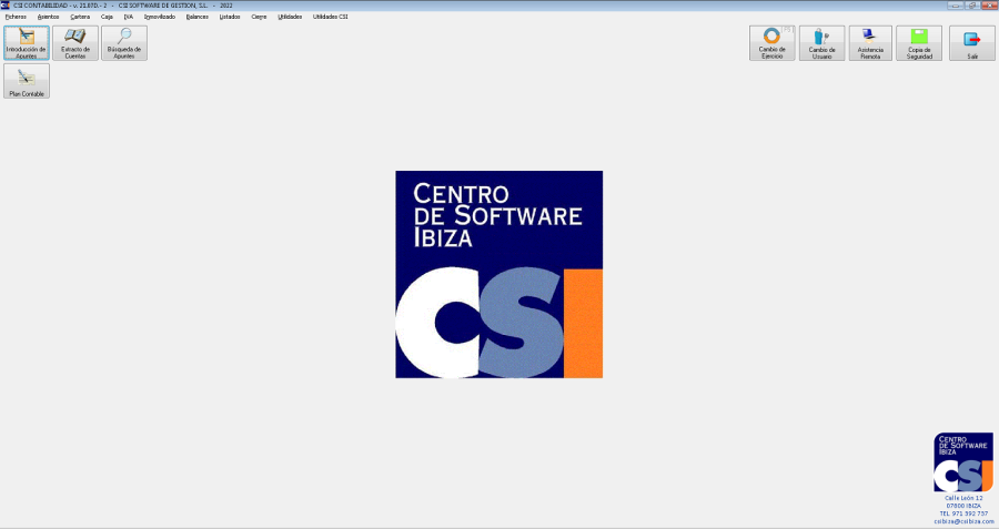 Entorno de trabajo contable. Captura real del software CSI