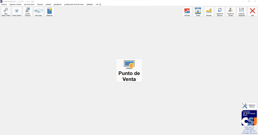 Acceso al punto de venta. Captura real del software CSI
