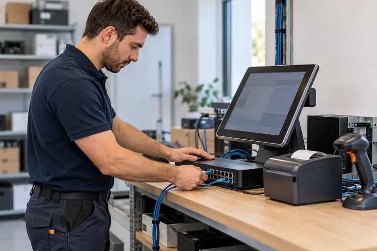 Equipment installation and network connections. Illustrative scene
